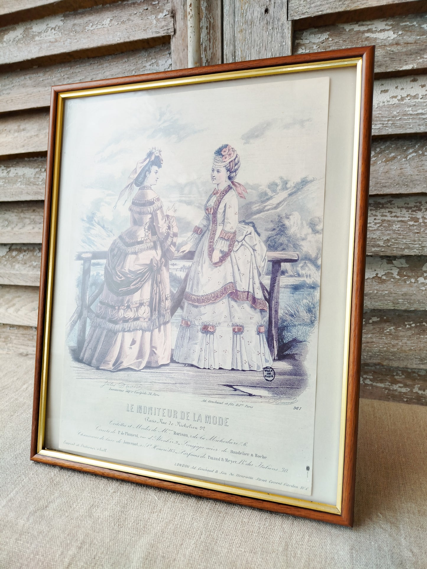 Cadre vintage reproduction gravure de mode