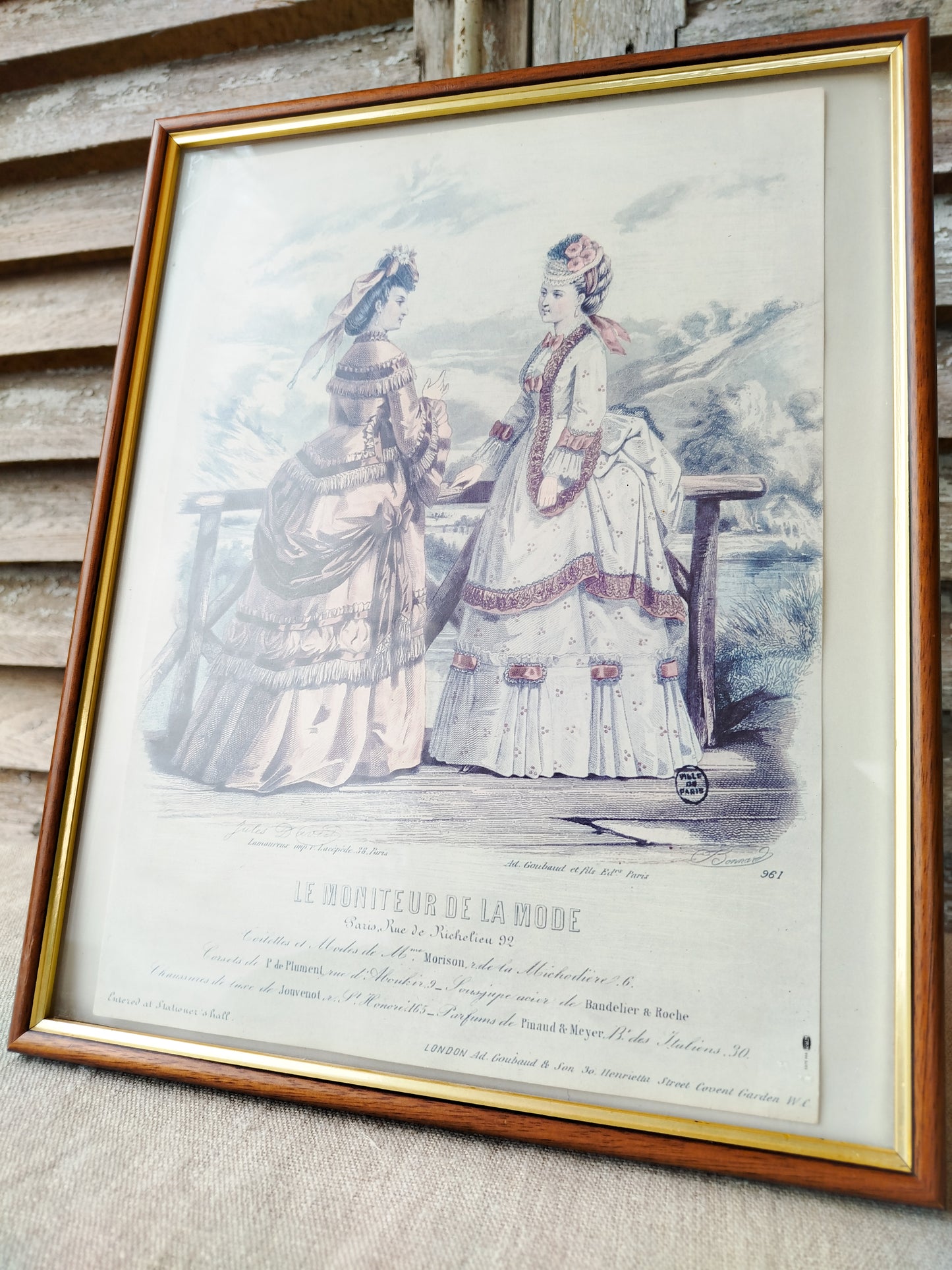 Cadre vintage reproduction gravure de mode