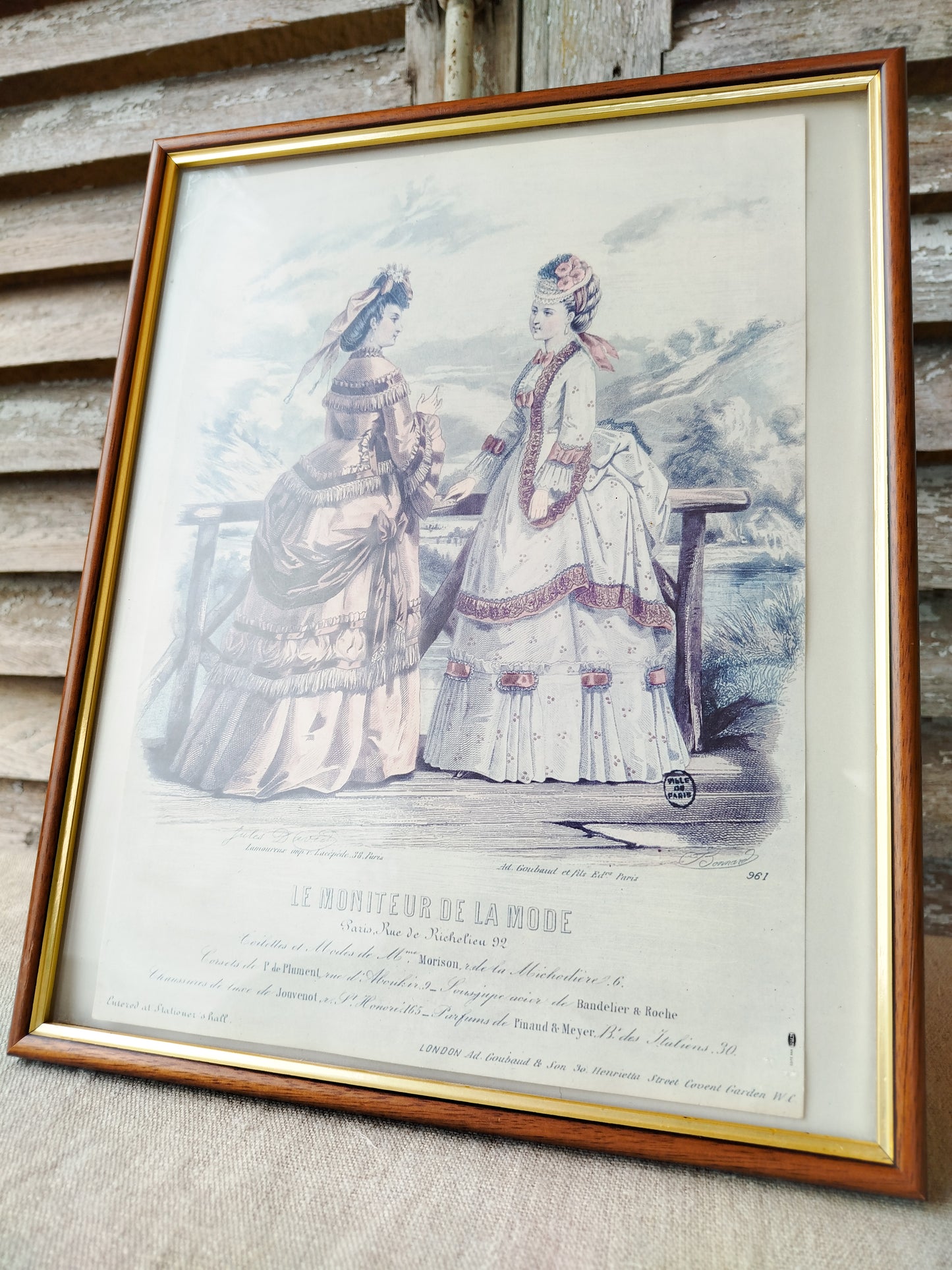 Cadre vintage reproduction gravure de mode