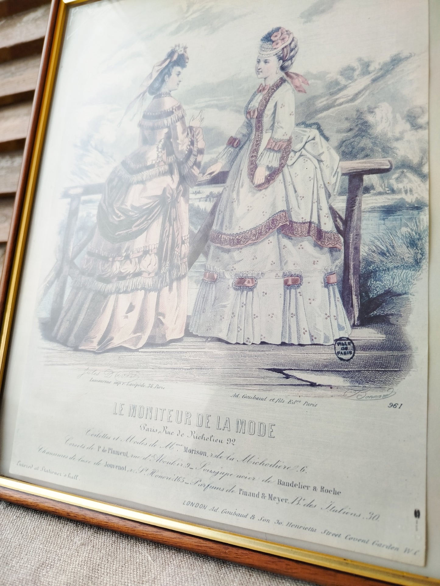 Cadre vintage reproduction gravure de mode