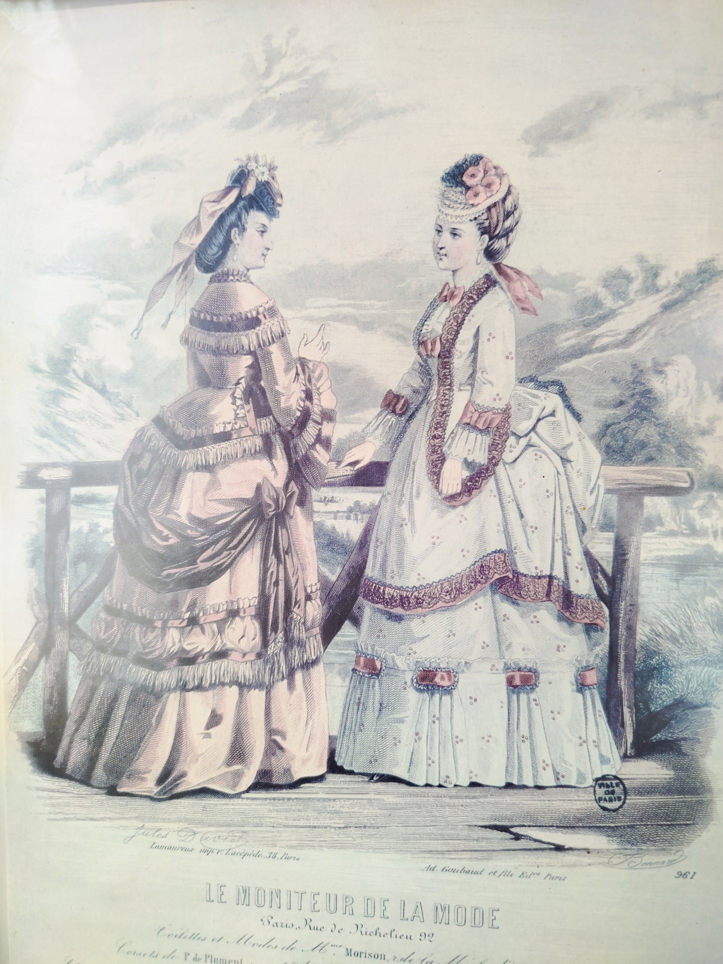 Cadre vintage reproduction gravure de mode