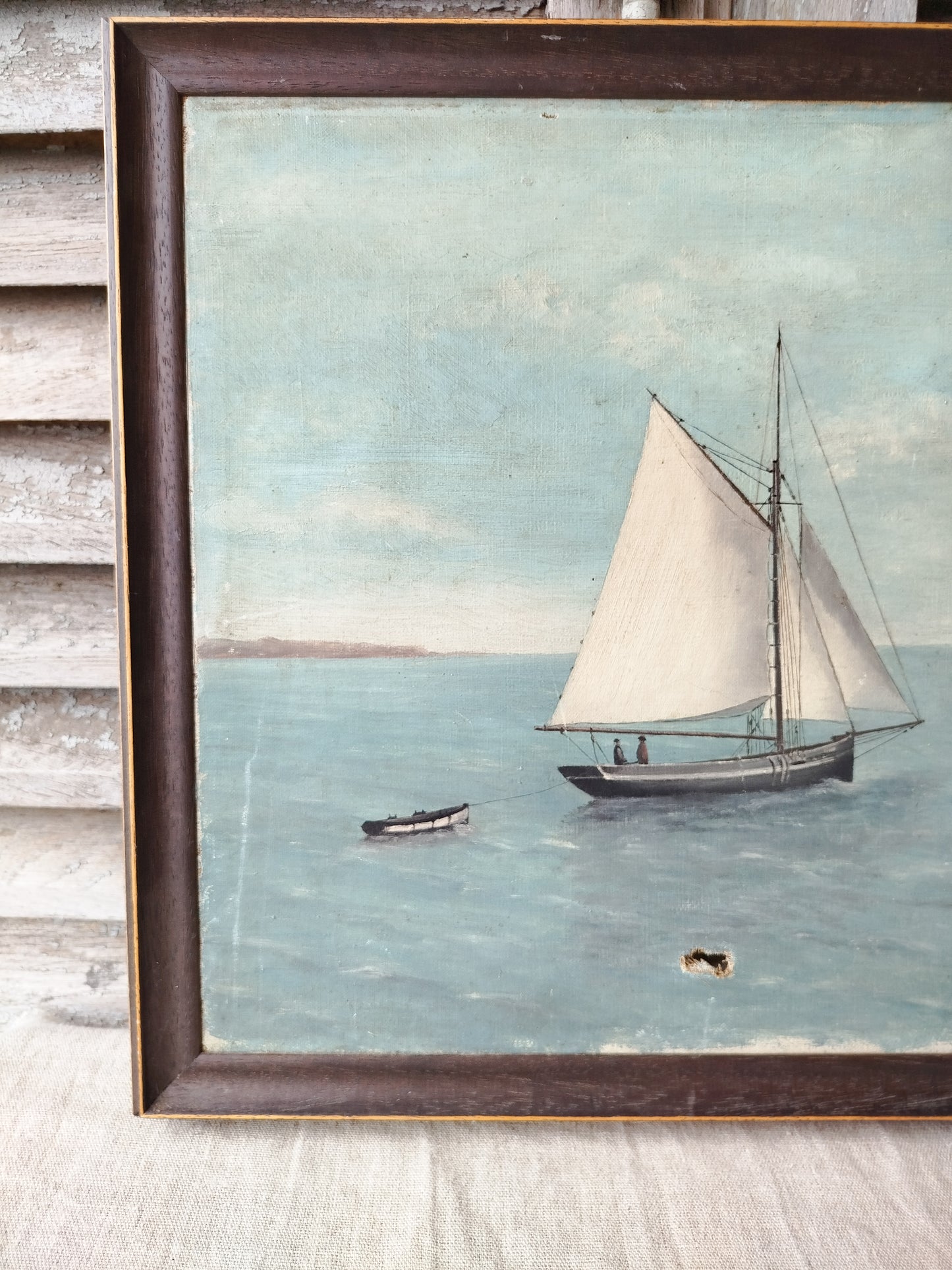 Tableau peinture paysage marin signé et daté 1910