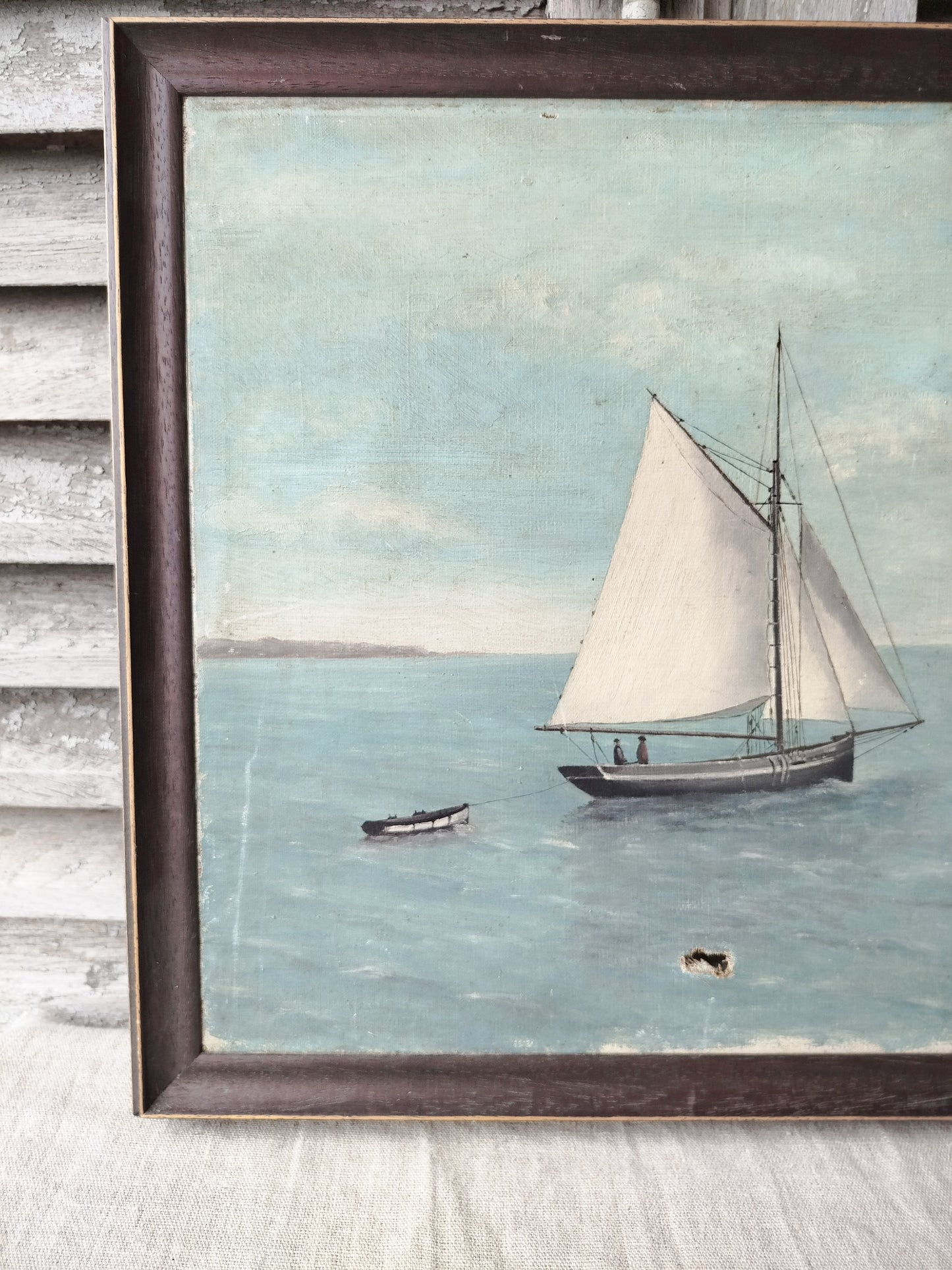 Tableau peinture paysage marin signé et daté 1910