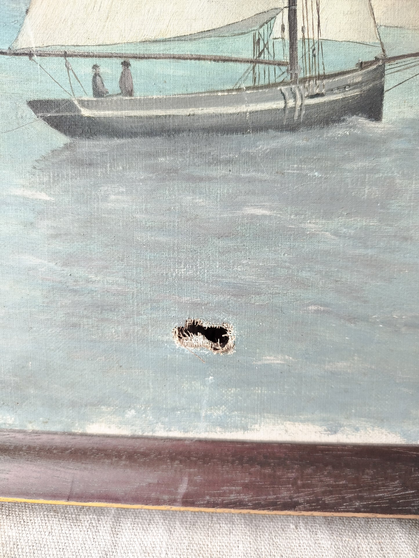 Tableau peinture paysage marin signé et daté 1910