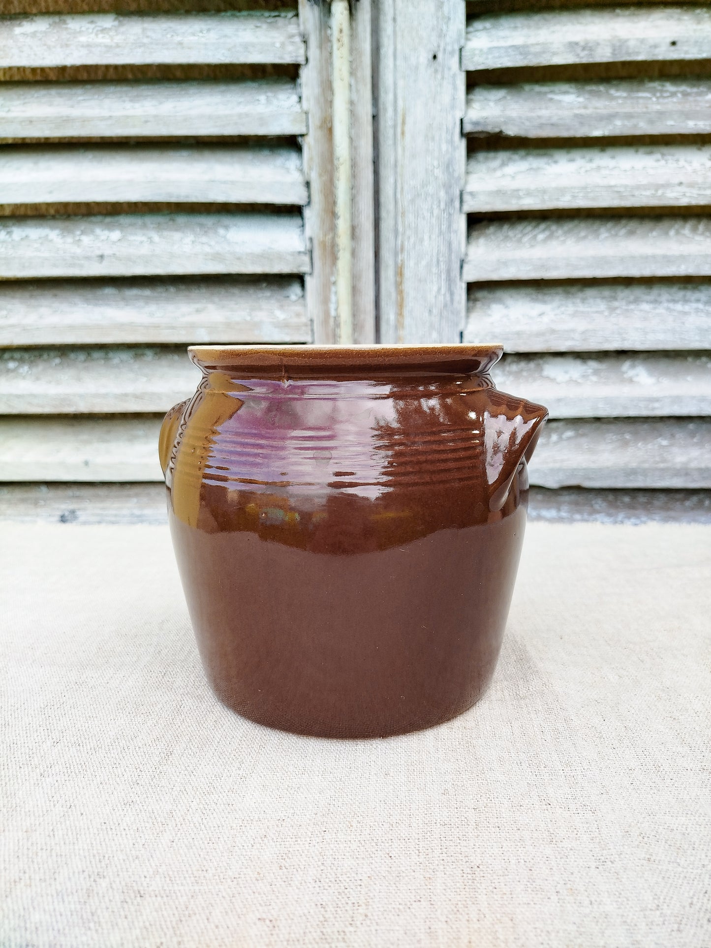 Pot en grès marron • 14,5cm