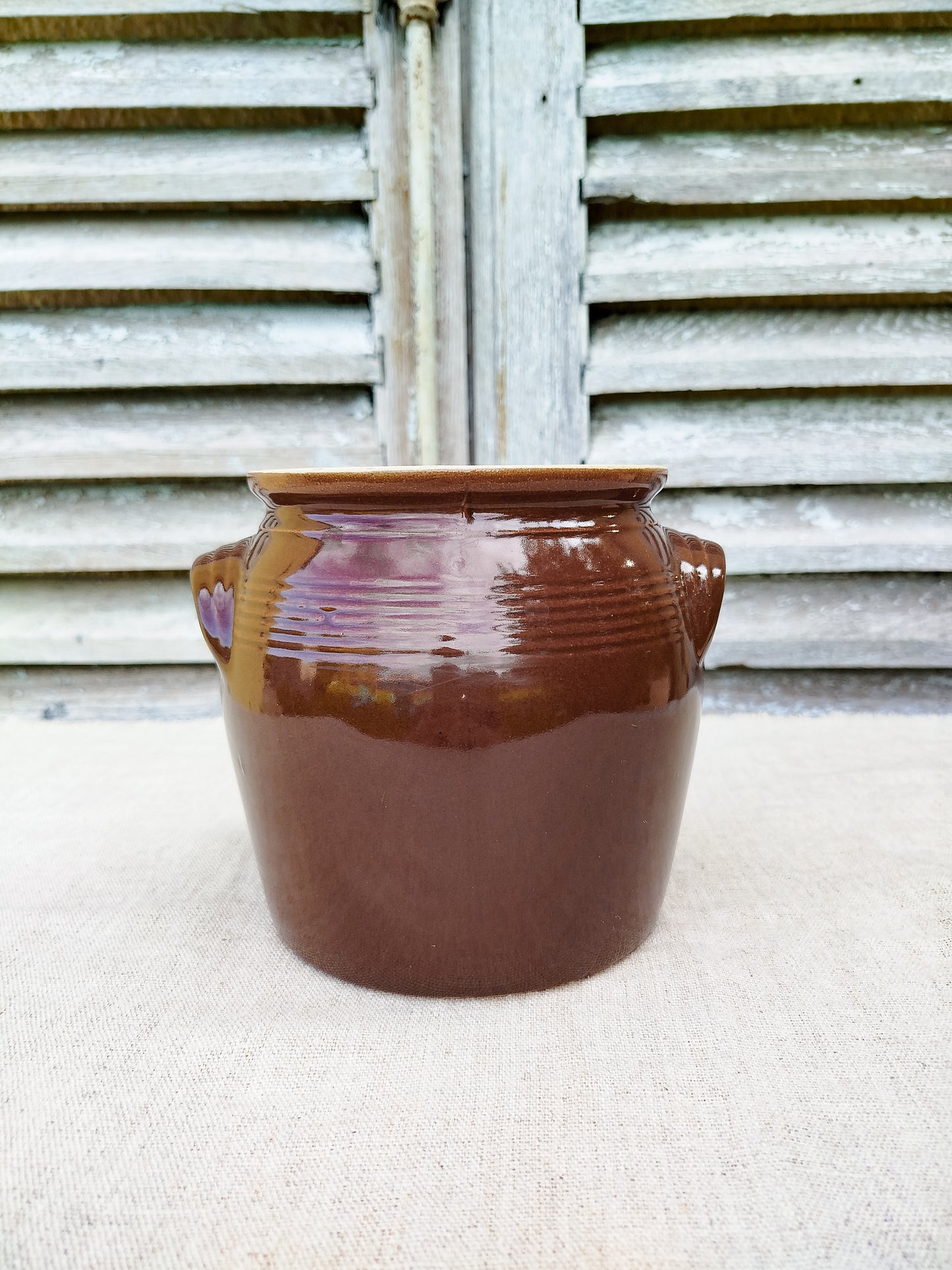 Pot en grès marron • 14,5cm