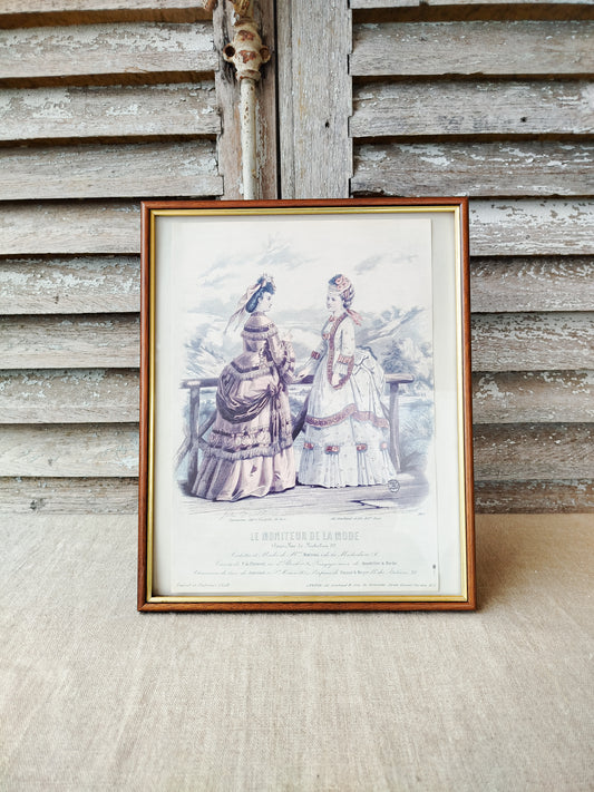 Cadre vintage reproduction gravure de mode